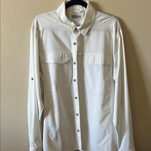 Lightweight White Button-Down Utility Shirt by